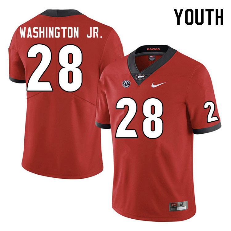 Youth #28 Marcus Washington Jr. Georgia Bulldogs College Football Jerseys Sale-Red - Click Image to Close